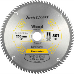 TORK CRAFT Blade Contractor 250 X 80t Tcg Neg Circular Saw Tct