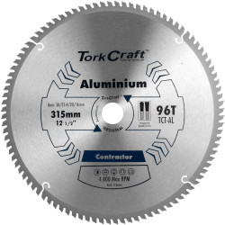 TORK CRAFT Blade Contractor Alum 315 X 96t 30/1/20/16 Aluminium Circular Saw Tct