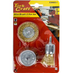 TORK CRAFT Wire Brush Set 3pce With 6mm Shaft End/circ/cup