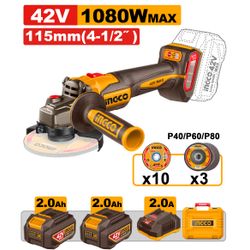 42v Ps+ C/l B/l A/grinder 1080w 115mm + Ass Kit
