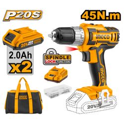 INGCO 20v Ps+ C/l Drill 45nm Kit 2b