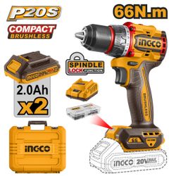 INGCO 20v Ps+ C/l B/l Drill 66nm Kit In Case