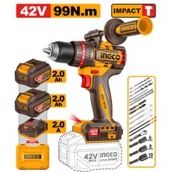 42v Ps+ C/l B/l Impact Drill 99nm + Ass Kit