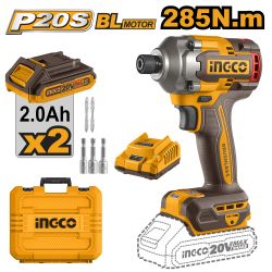 INGCO 20v Ps+ C/l Driver 285nm Kit 2 Batt