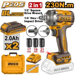 20v Ps+ C/l Imp Driver + Wrench B/less Bmc Kit 2ba