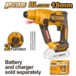 INGCO 20v Ps+ C/l Rotary Hammer 1.8j +acc No B/c