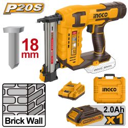 INGCO 20v Ps+ C/l Brick Nailer St18m +acc Kit