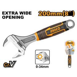INGCO Wrench Adjust 200mm S/grip Crv