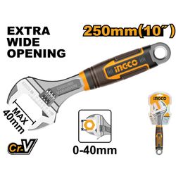 INGCO Wrench Adjust 250mm S/grip Crv