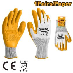 INGCO Glove Wrist Latex Hd Dip Palm Xl