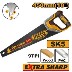INGCO Saw Hand 450mm 9tpi X Sharp Bld Sk5