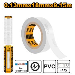 INGCO Tape Insul 9.15mx18x0.13mm Pvc Wht P/10