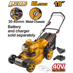 INGCO 20v Ps+ C/l 40v Lawn Mower 460mm 60l