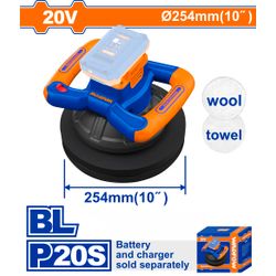WADFOW 20v Ps+ C/l B/l Polisher 254mm Incl Ass No B/c