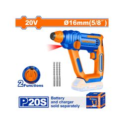 WADFOW 20v Ps+ C/l Rotary Hammer Drill + 3pcs Ass