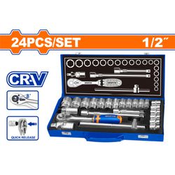 WADFOW Socket Set Cr-v 1/2 45t 25pcs