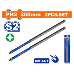 WADFOW S/driver Bit Mag Impact Set S2 Ph2 200mm 2pcs