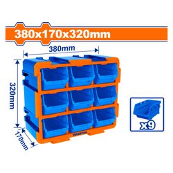WADFOW Storage Tower Set 380x170x320mm Bin 9pcs