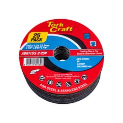 TORK CRAFT Cutting Disc Steel & Ss 115 X 1.0 X 22.2 Mm 25 Pack