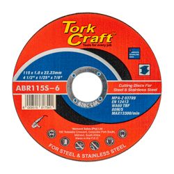 TORK CRAFT Cutting Disc Steel & Ss 115 X 1.0 X 22.2 Mm
