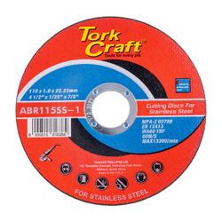 TORK CRAFT Cutting Disc Stainless Steel 115 X 1.0 X 22.22 Mm