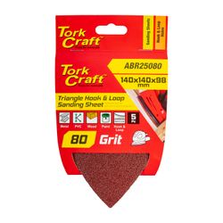 TORK CRAFT Sanding Triangle 80 Grit 140 X 140 X 98mm 5/pack W/h Hook And Loop