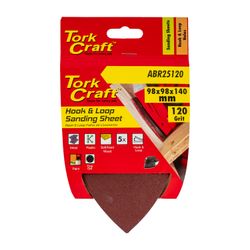 TORK CRAFT Sanding Triangle 120 Grit 140 X 140 X 98mm 5/pack W/h Hook And Loop