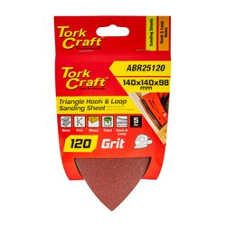TORK CRAFT Sanding Triangle 120 Grit 140 X 140 X 98mm 5/pack W/h Hook And Loop
