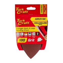 TORK CRAFT Sanding Triangle 180 Grit 140 X 140 X 98mm 5/pack W/h Hook And Looop