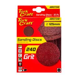 TORK CRAFT Sanding Disc 125mm No Hole 240 Grit 10/pack Hook And Loop