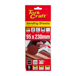 TORK CRAFT Sanding Sheet Orb 95 X 230mm 80gr Hook And Loop No Holes 5/pk
