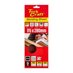 TORK CRAFT Sanding Sheet Orb 115 X 280mm 120gr Plain No Holes 5/pk