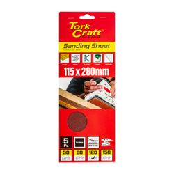 TORK CRAFT Sanding Sheet Orb 115 X 280mm 120 Grit No Holes 5/pk Hook And Loop