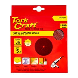 TORK CRAFT Fibre Disc 180mm 36 Grit 5/pack
