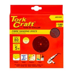 TORK CRAFT Fibre Disc 180mm 80 Grit 5/pack