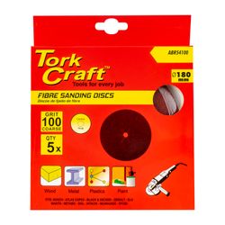 TORK CRAFT Fibre Disc 180mm 100 Grit 5/pack