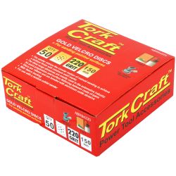 TORK CRAFT Gold Disc (50 Pieces) 220 Grit 150mm X 6+1 Holes Hook And Loop