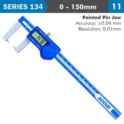 ACCUD Dig. Caliper 150mm 0.04mm Acc. Outside Point 0.01mm Res. S/steel