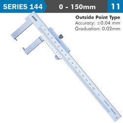 ACCUD Vernier Caliper 150mm 0.04mm Acc. Outside Point 0.02mm Grad. S/steel