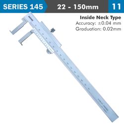 ACCUD Vernier Caliper 22-150mm 0.04mm Acc. 0.02mm Grad. Inside Neck S/steel