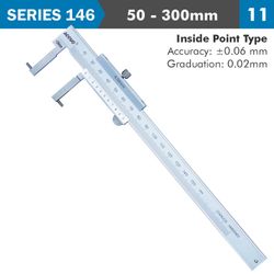 ACCUD Vernier Caliper 50-300mm 0.06mm Acc. 0.02mm Grad. Inside Point S/steel