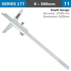 ACCUD Vernier Depth Caliper 500mm 0.05mm Acc. 0.02mm Grad. S/steel