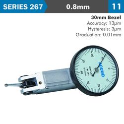 ACCUD Dial Test Indicator 0.8mm 30mm Bezeld 0.013mm Acc. 0.01mm Grad