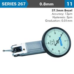 ACCUD Dial Test Indicator 0.8mm 37.5mm Bezeld 0.013mm Acc. 0.01mm Grad