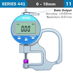 ACCUD Dig. Thickness Gauge 10mm 0.02mm Acc. 0.01mm Res. Ceramic Anvil