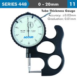 ACCUD Tube Thickness Gauge 10mm 0.02mm Acc. 0.01mm Grad.