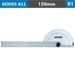 ACCUD Protractor 85x150mm 180 Deg. 0.3 Deg. Acc. 1 Deg Grad.