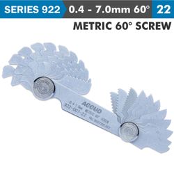 ACCUD Pitch Gauge 0.4-7mm 22 Leaves Metric 60deg. Screw 0.07mm Acc.