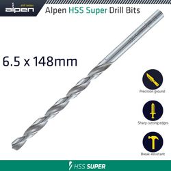 ALPEN Hss Drill Bit Long 6.5 X 148mm Bulk