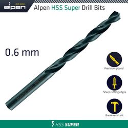 ALPEN Hss Super Drill Bit 0.6mm Bulk